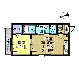 コンフォート薬園台 1LDKの間取図画像