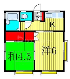 藤城コーポ 2DKの間取図画像