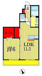 コスモガーデン 1LDKの間取図画像