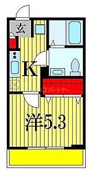 カルム西船橋 1Kの間取図画像
