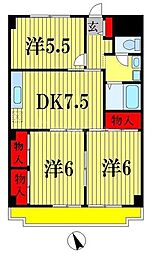 プルミエール西船 3DKの間取図画像