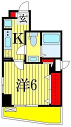 プレール・ドゥーク津田沼 1Kの間取図画像
