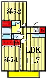 サンコート3番館 2LDKの間取図画像