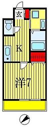 金子ビル 1Kの間取図画像