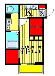 ウィンドテラス船橋宮本A棟 1Kの間取図画像