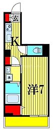 ウィンドテラス船橋宮本A棟 1Kの間取図画像