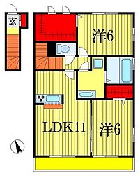 シエルエトワールA 2LDKの間取図画像