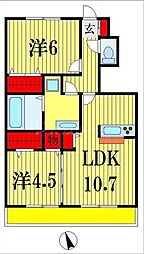 シエルエトワールA 2LDKの間取図画像