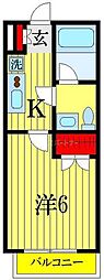 ビーアール津田沼 1Kの間取図画像