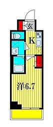 ケーディエックスレジデンス原木中山 1Kの間取図画像