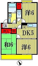 サニーコート田辺A 3Kの間取図画像
