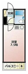美工中山ハイツ ワンルームの間取図画像