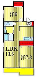 グランピリエ 2LDKの間取図画像