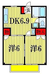 ビーグラッド馬込沢 2DKの間取図画像