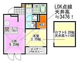 クロシェット・テラス 1LDKの間取図画像