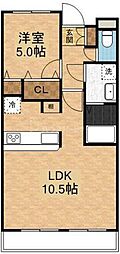 リュミエール咲が丘 1LDKの間取図画像