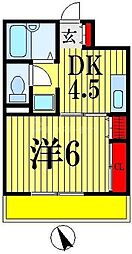 アービス小栗原 1DKの間取図画像