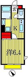 アイリス 1Kの間取図画像