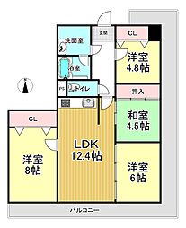 平野ハイツ 4LDKの間取図画像