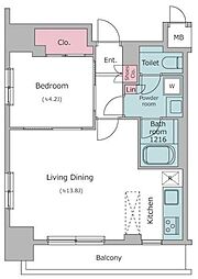 レジディア広尾2 1LDKの間取図画像