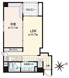 朝日サテライト六本木 1LDKの間取図画像