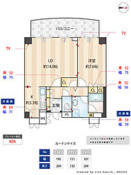 サンウッド新宿戸山フラッツ 1LDKの間取図画像