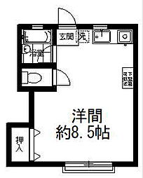 ハイムアサヒK ワンルームの間取図画像