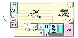 シティレジデンス南郷通13丁目 1LDKの間取図画像
