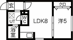 クリスタルN9 1DKの間取図画像