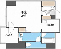 レジディア南一条イースト ワンルームの間取図画像