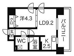 レオーネ中島公園 1LDKの間取図画像