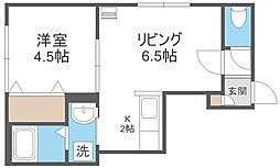 パークヒルズ中島公園 1LDKの間取図画像