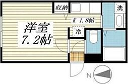 エルプレシア中の島 1Kの間取図画像