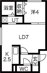 フェリーチェ新札幌 1LDKの間取図画像