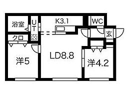 Empress中島公園 2LDKの間取図画像