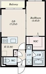 ラクラス大通東 1LDKの間取図画像