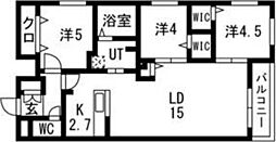 アルファスクエア円山北2条 3LDKの間取図画像