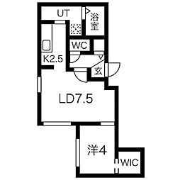 Porte・bonheurNishisen6jo 1LDKの間取図画像