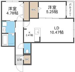 ラクラス大通東 2LDKの間取図画像