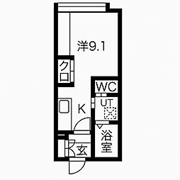 ロワブリック 1Kの間取図画像