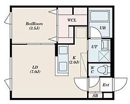 S-RESIDENCE厚別南 1LDKの間取図画像