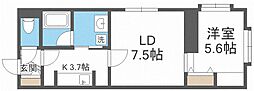 W33 1LDKの間取図画像