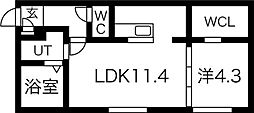 札幌市中央区南十五条西9丁目マンション 1LDKの間取図画像