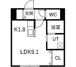 華月SAPPORO 1Kの間取図画像