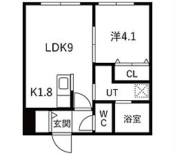 華月SAPPORO 1LDKの間取図画像