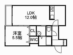 アボンドイースト 1LDKの間取図画像