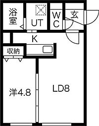 ハビテ南郷 1LDKの間取図画像