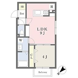 ハルガーデン・パリス 1LDKの間取図画像