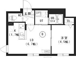 新築)リエート平岸 1LDKの間取図画像