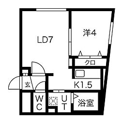 ラフィーネ平岸公園 1LDKの間取図画像